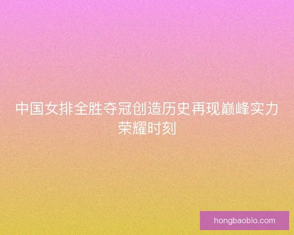 中国女排全胜夺冠创造历史再现巅峰实力荣耀时刻